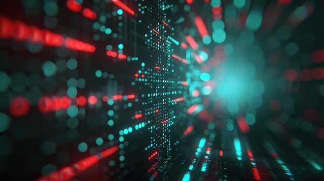 A computer screen with a green background and red and blue lines
