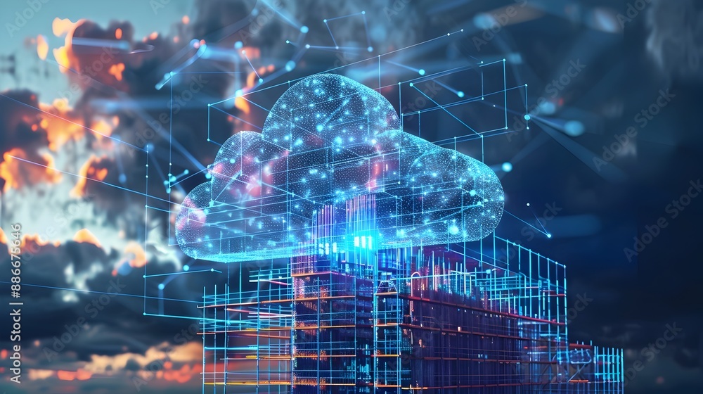 Poster efficient cloud based construction site with smart project management tools