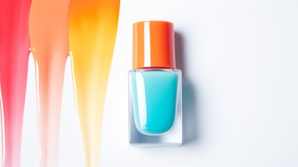 bright nail polish has leaked out on a white background 