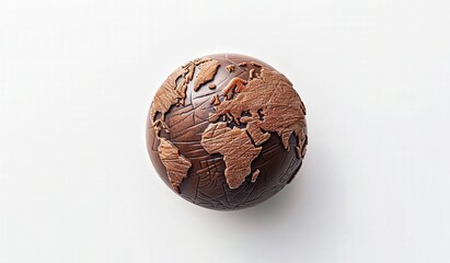 A chocolate globe with a map of the world on it