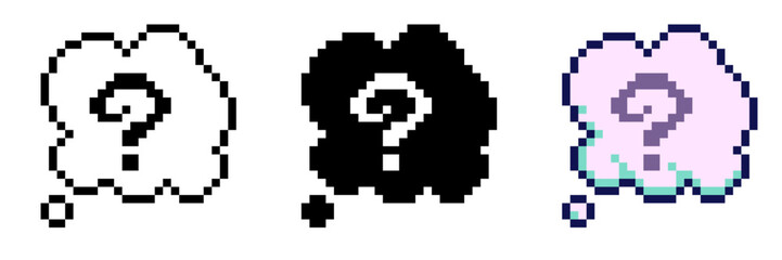 Obraz premium A Cloud Balloon of Question, Pixel Icon Set