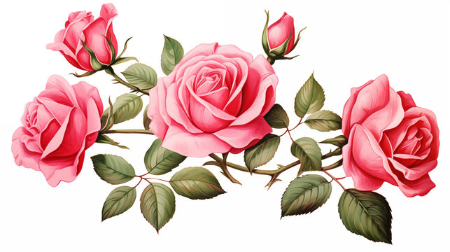 Floral Rose Illustration in the style of a dictionary lexical entry ~ Created using Generative AI