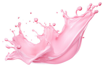 Strawberry yogurt splash or pink milk isolated on transparent background