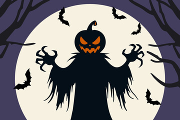 Happy Halloween. scarecrow and bats. Vector. fitting for Halloween themes and decorations