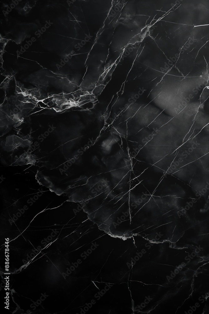 Aufkleber Black marble surface close-up view shows rough texture with small cracks and crevices. Gray hints visible in certain areas. No text or objects present, focusing on intricate details.