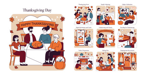 Thanksgiving Day. Flat Vector Illustration