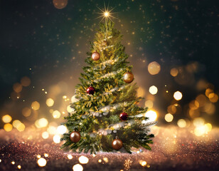 Obraz premium Christmas Background with Tree and Sparkles- A festive Christmas background with a decorate_1(69)