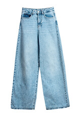 Fashion trendy women's jeans isolated on white.Baggy, white leg jeans.