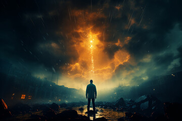 Generative AI image of person praying to the Lord religion christianity concept