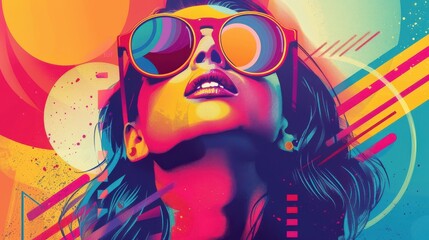 Stylish poster for a music festival with retro elements and vibrant colors, event poster