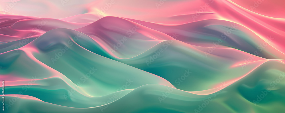 Aufkleber a radiant gradient wave pattern with bold transitions from green to pink, featuring smooth, undulati