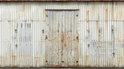 Cream corrugated iron wall or door with room for text