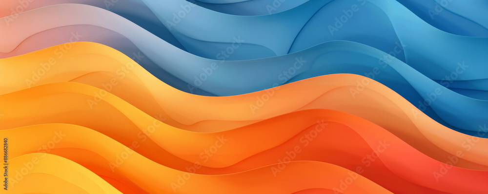 Aufkleber a stunning gradient color wave pattern with bold transitions from orange to blue, featuring smooth, 