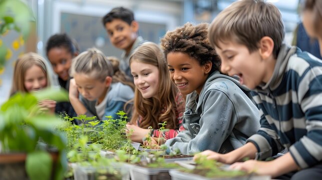 Children Participating in Environmental Science Project in Classroom