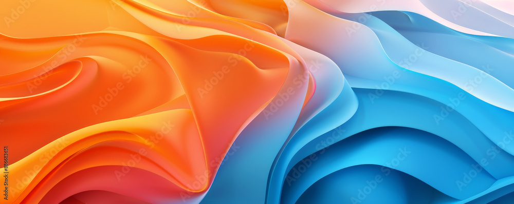 Aufkleber a radiant gradient color wave background with bold transitions from orange to blue, featuring smooth