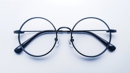 Eyeglasse on a white backdrop