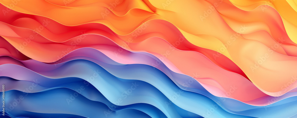 Aufkleber a stunning gradient color wave pattern with bold transitions from orange to blue, featuring smooth, 