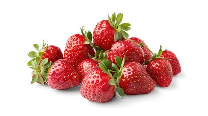 Fresh ripe strawberries isolated on white background with clipping path