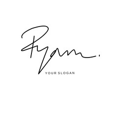 Fototapeta premium Ryan name signature logo vector design