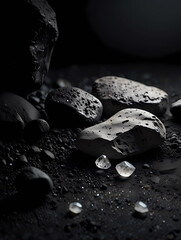 Black and white stones. Close-up, natural resources