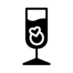 Champagne Glass with Heart Fill Icon - Suitable for Web Page, Mobile App, UI, UX Design