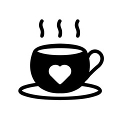Coffee Cup with Heart Fill Icon - Suitable for Web Page, Mobile App, UI, UX Design