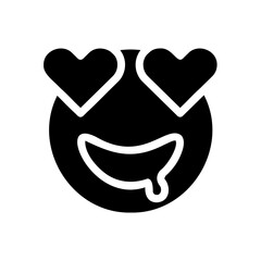 Joyful Heart-Eyed Face Fill Icon - Suitable for Web Page, Mobile App, UI, UX Design