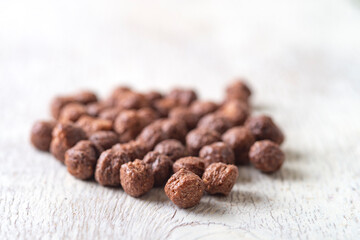 chocolate balls on a light background.