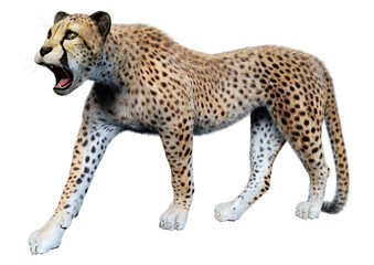 3D Rendering Big Cat Cheetah on White