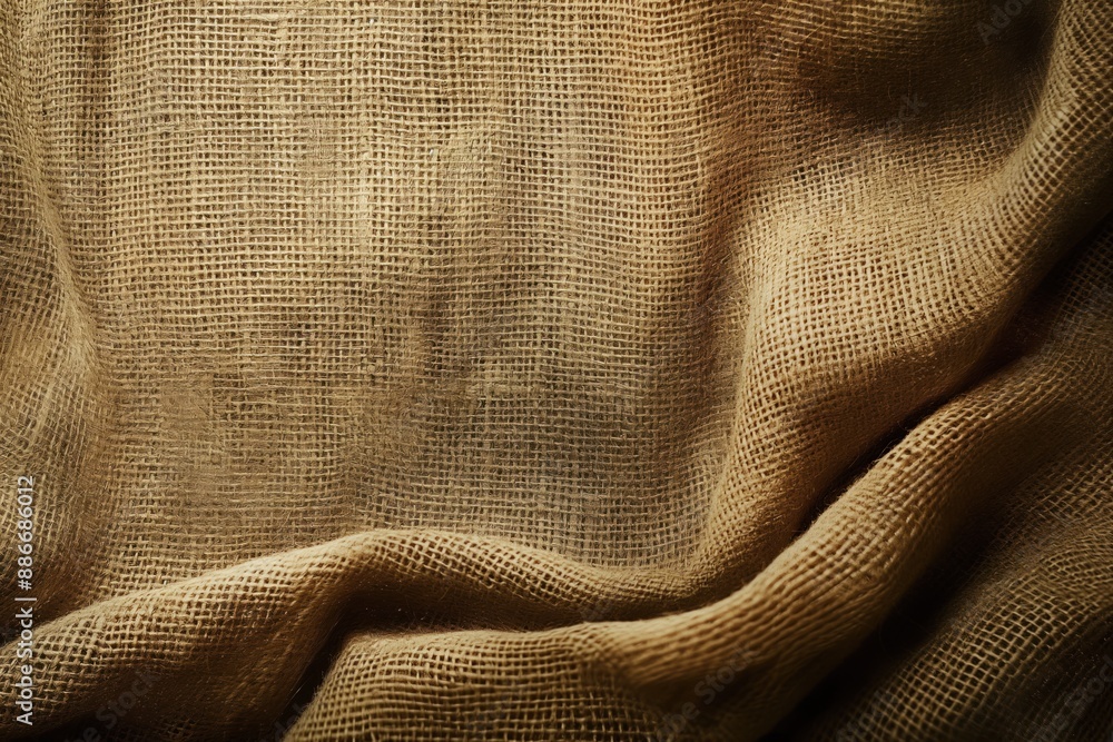 Aufkleber Close-up of burlap fabric with rough texture and intricate weave pattern. Suitable for rustic, vintage, eco-themed designs. Used as texture or background in graphic design and photography.