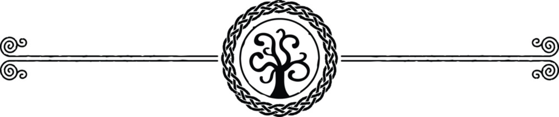 Double Line Header with Celtic Knot Ring and Tree