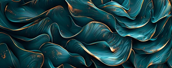 Abstract Teal and Gold Swirls