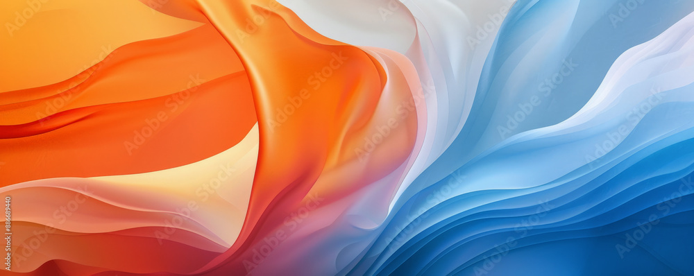 Aufkleber a radiant gradient color wave background with bold transitions from orange to blue, featuring smooth