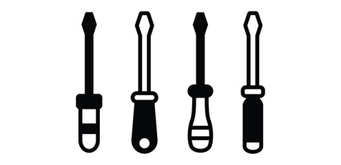 screwdriver tool icon vector design black white color simple flat illustration collection set isolated