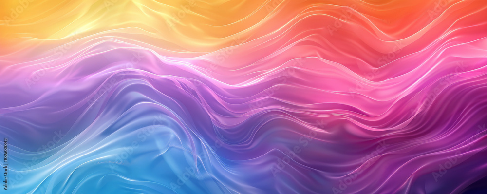 Aufkleber a vibrant rainbow gradient color wave background with smooth, flowing lines transitioning seamlessly