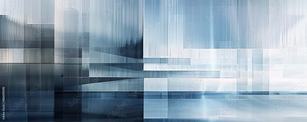 Poster a modern abstract background featuring a segmented metallic panel with a polished chrome finish, set