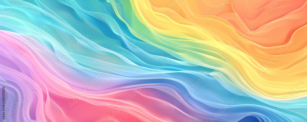 Aufkleber a beautiful rainbow gradient wave pattern with soft, flowing curves and a smooth blend of colors