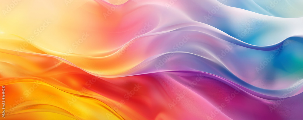 Aufkleber a radiant rainbow gradient wave design with soft, flowing curves and a smooth transition between bri