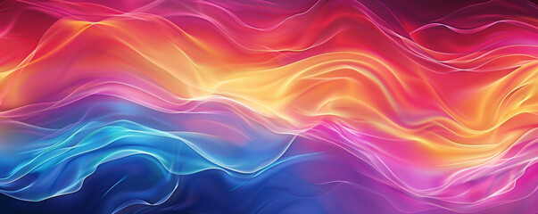 Obraz premium A lively rainbow gradient wave background with energetic, swirling lines and a seamless blend of