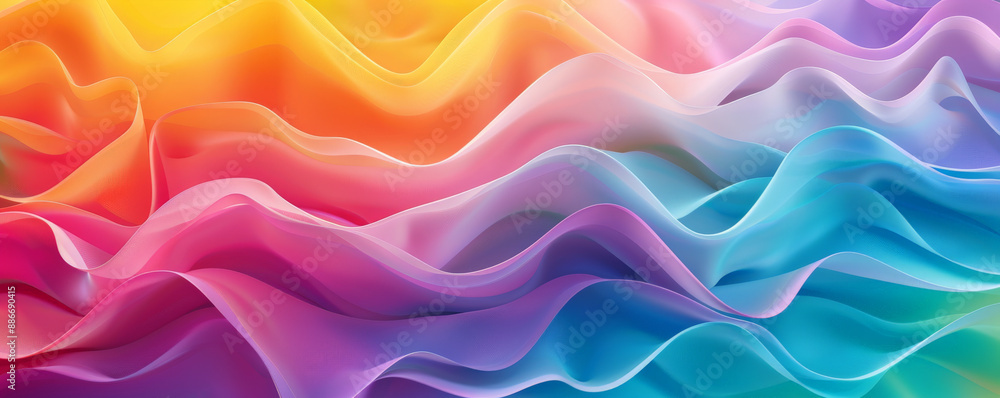 Aufkleber a colorful rainbow gradient wave pattern with smooth, flowing lines and a seamless blend of hues