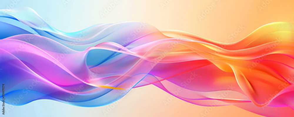 Aufkleber a radiant rainbow gradient wave design with soft, flowing curves and a smooth transition between bri