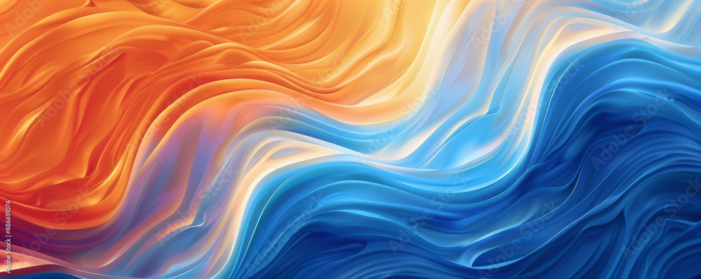 Aufkleber a radiant gradient wave pattern with bold transitions from blue to orange, featuring smooth, undulat