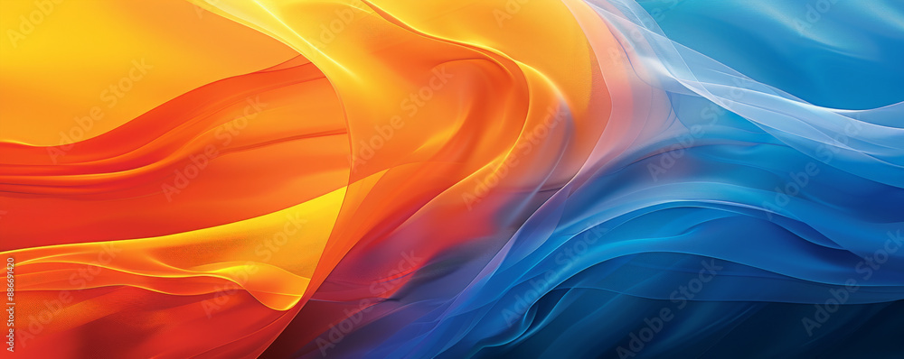 Aufkleber a stunning gradient color wave pattern with bold transitions from orange to blue, featuring smooth, 