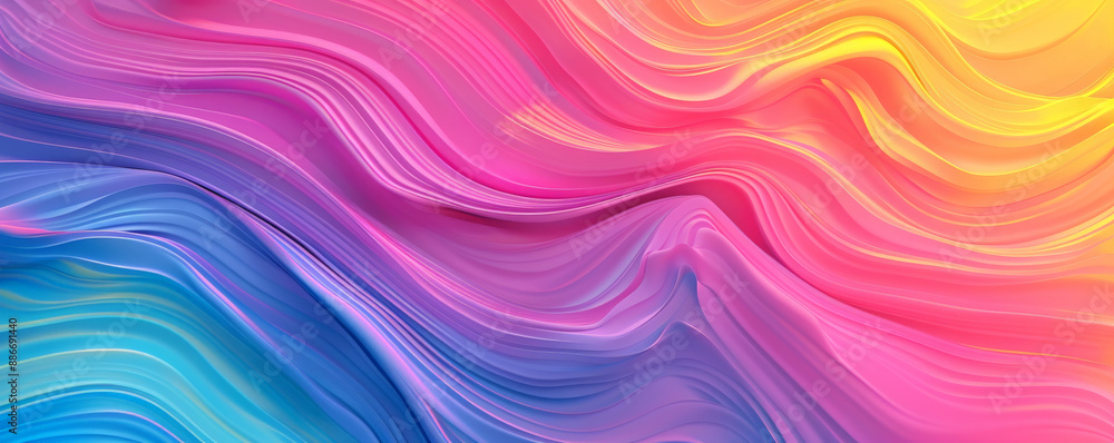Aufkleber a vibrant rainbow gradient wave background featuring bold, undulating lines and a seamless transitio