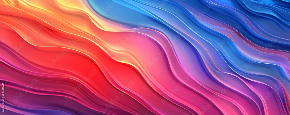 Aufkleber a beautiful rainbow gradient wave pattern with bold, undulating curves and a harmonious blend of