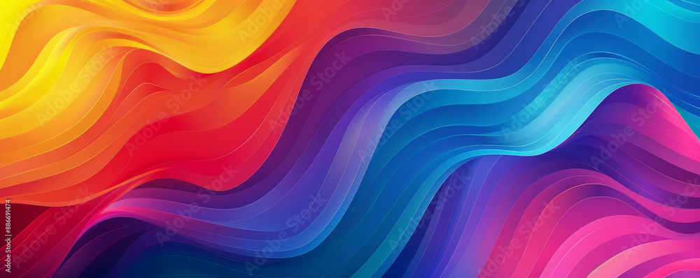 Aufkleber a vibrant rainbow gradient wave background featuring bold, undulating lines and a seamless transitio