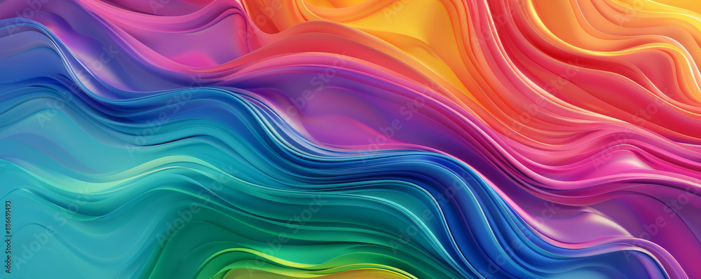 Aufkleber a striking rainbow gradient wave background with bold, flowing lines and a seamless transition betwe