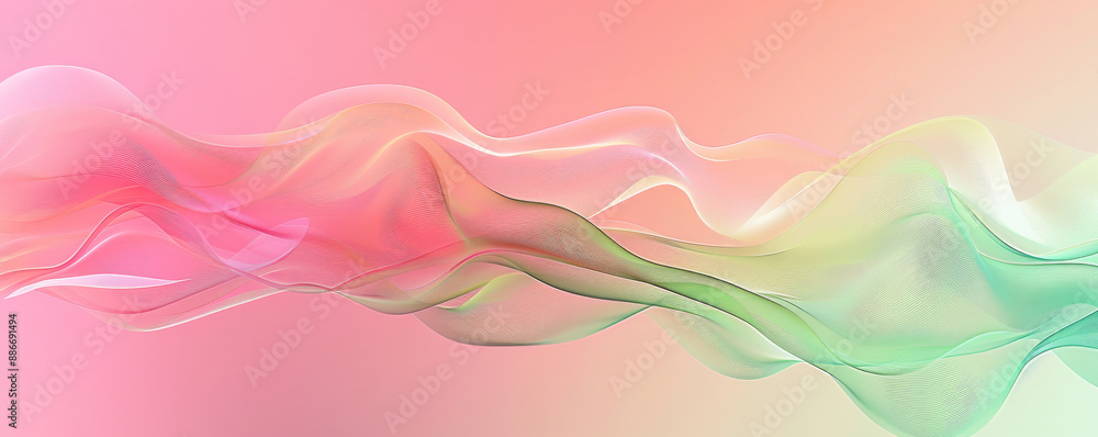 Poster a radiant gradient color wave background with bold transitions from pink to green, showcasing undula
