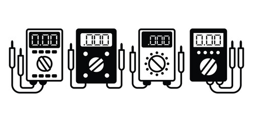 multimeter digital icon vector design symbol sign black white color simple modern illustration collection set isolated