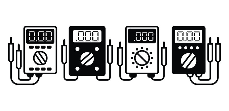 multimeter digital icon vector design symbol sign black white color simple modern illustration collection set isolated